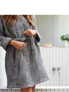 Parachute cotton gray waffle robe large charcoal Turkish loungewear